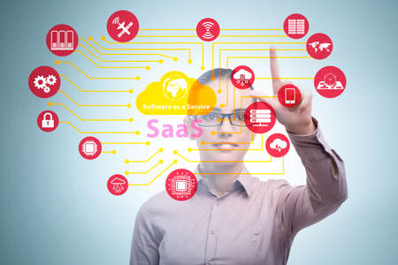 Software as a service - SaaS concept with businesswomanの写真素材
