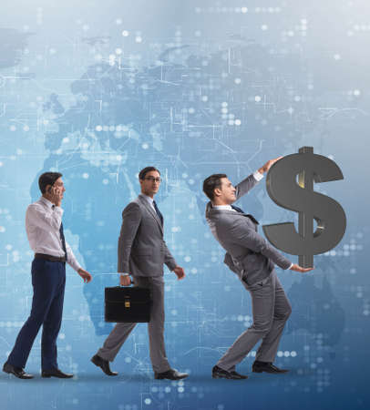 Business concept with man progressing through stagesの写真素材