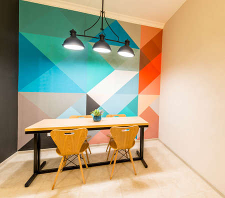 The kitchen furniture arranged in the roomの写真素材