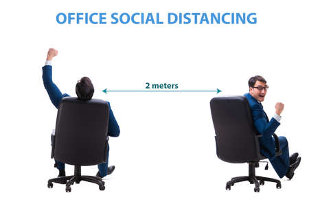 Office social distancing concept during coronavirus pandemicの写真素材
