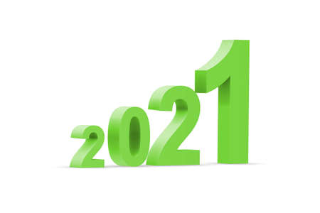 Concept of year 2021 with numbers - 3d renderingの写真素材
