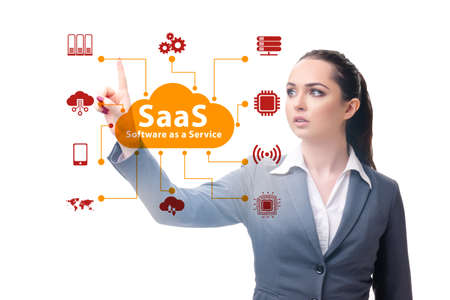 Software as a service - SaaS concept with businesswomanの写真素材