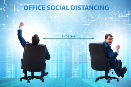 Office social distancing concept during pandemicの写真素材