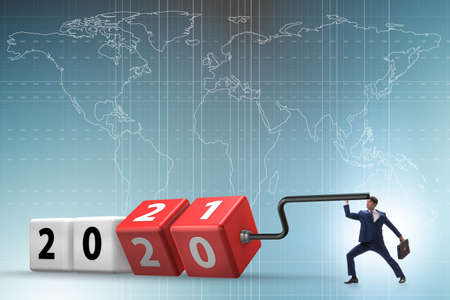 Concept of changing year from 2020 to 2021
