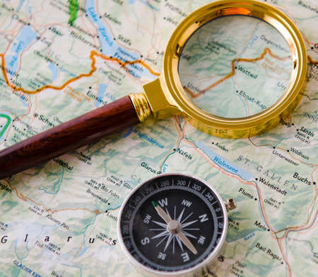 Travel concept with compass and map