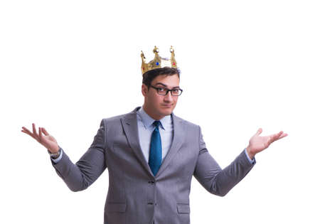 The king businessman isolated on white backgroundの写真素材