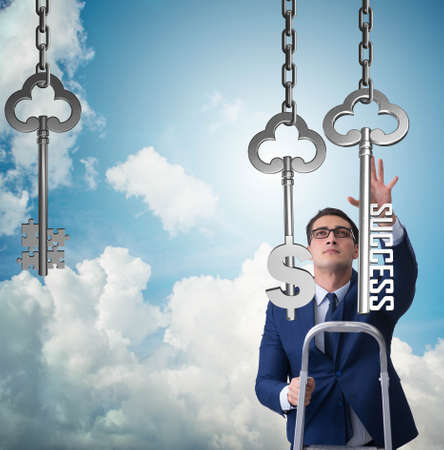 Businessman in key to financial success conceptの写真素材