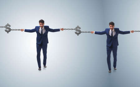 The blockchain concept with businessmen holding handsの写真素材