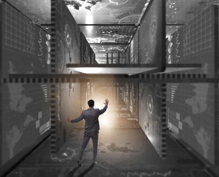 Businessman in data management concept