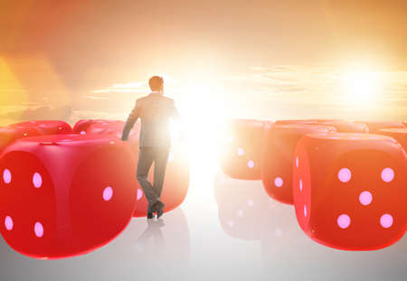 Businessman thinking about chances of business successの写真素材