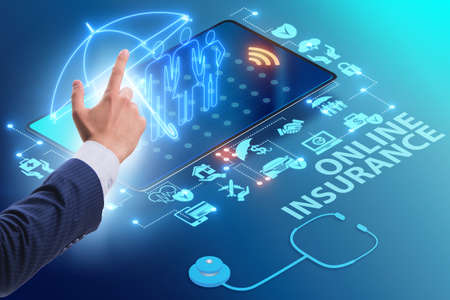 Concept of buying insurance online over internet
