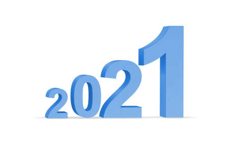 Concept of year 2021 with numbers - 3d rendering