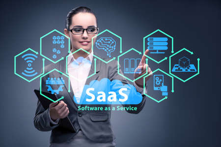 Software as a service - SaaS concept with businesswomanの写真素材