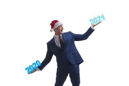 Concept of businessman in transition from 2020 to 2021の写真素材