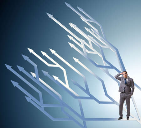 Businessman thinking of different career paths