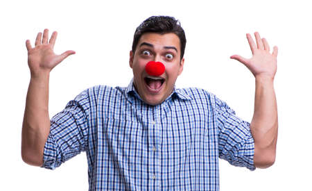 Funny man clown isolated on white backgroundの写真素材
