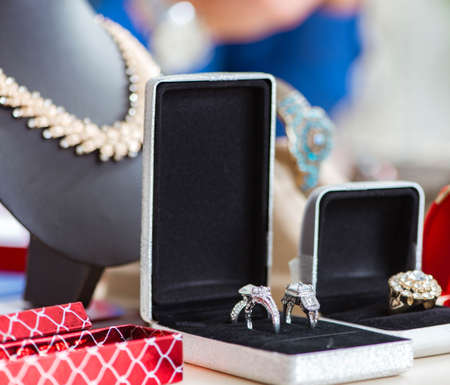 Ring jewelery in shop displayの写真素材