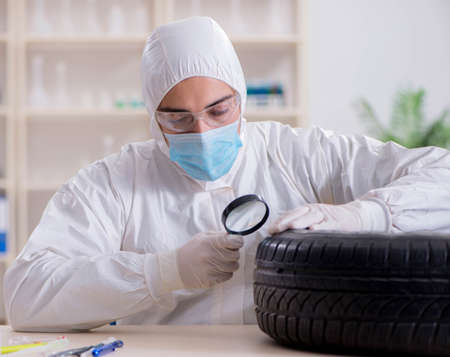 Expert is looking at car accident evidence