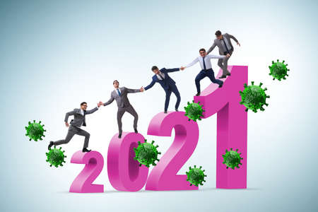 Concept of year 2021 and virusの写真素材