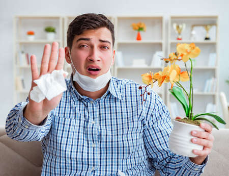 Man suffering from allergy - medical conceptの写真素材