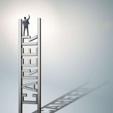 Businessman in career ladder conceptの写真素材