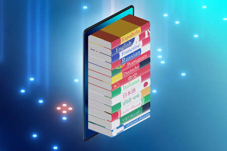 Online language learning - 3d rendering