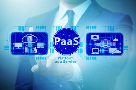 Businessman in platform as a service conceptの写真素材