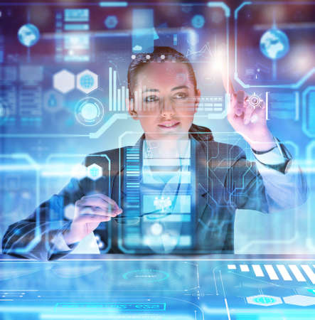 Woman analyst working with big dataの写真素材