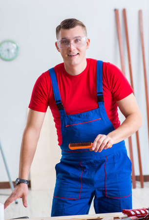 Contractor working in the workshopの写真素材