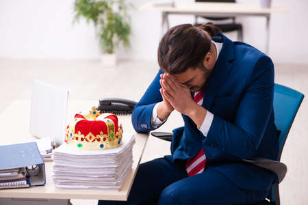 Young king businessman employee working in the officeの写真素材