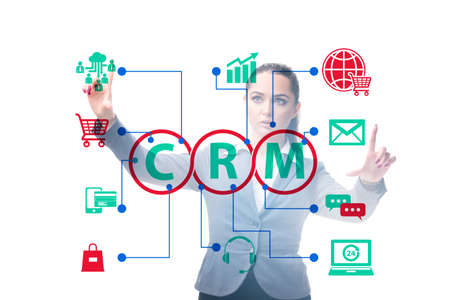 CRM custromer relationship management concept with businesswomanの写真素材