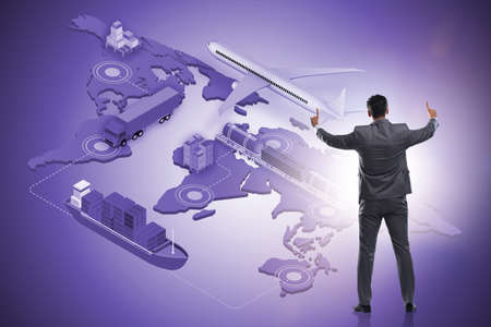 Global logistics concept with businessman