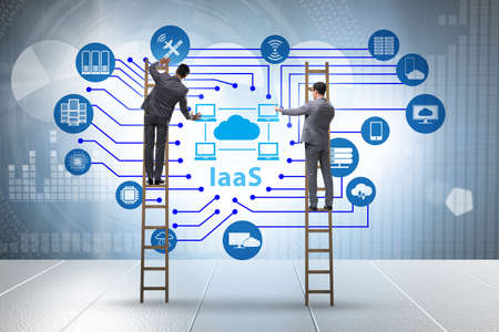 Businessman in infrastructure as a service conceptの写真素材