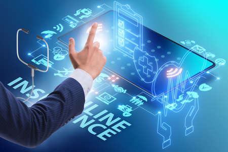 Concept of buying insurance online over internetの写真素材
