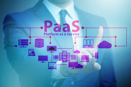 Businessman in platform as a service conceptの写真素材