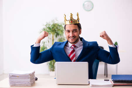 Young king businessman employee working in the officeの写真素材