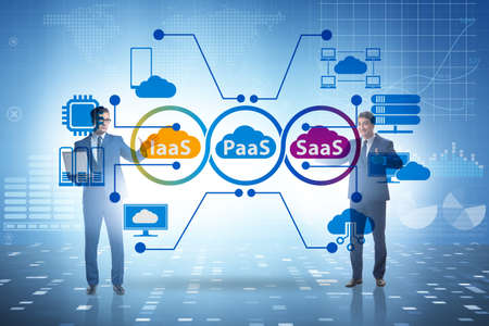 PAAS IAAS SAAS concepts with businessmanの写真素材