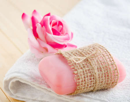 Healthy lifestyle concept with aromatic soapsの写真素材