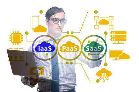 PAAS IAAS SAAS concepts with businessmanの写真素材