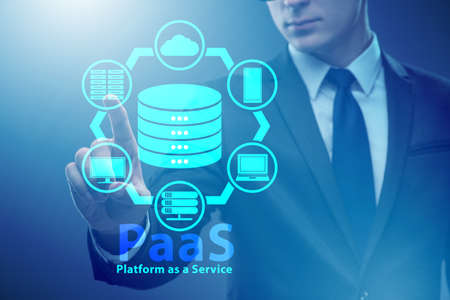 Businessman in platform as a service conceptの写真素材