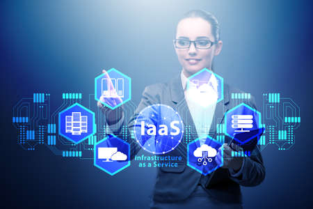 Businesswoman in infrastructure as a service conceptの写真素材