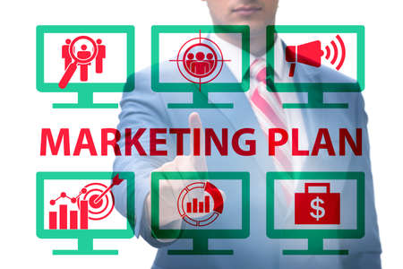 Marketing plan concept illustration with businessmanの写真素材