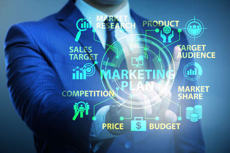 Marketing plan concept illustration with businessmanの写真素材