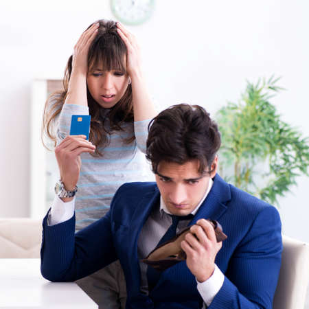 Bankrupt family with no cash at homeの写真素材