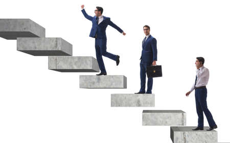 Business concept with man progressing through stages