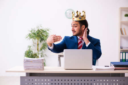 Young king businessman employee working in the officeの写真素材