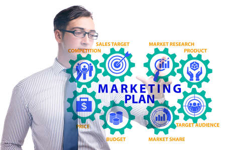 Marketing plan concept illustration with businessmanの写真素材