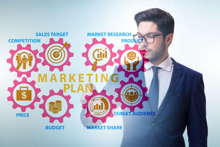 Marketing plan concept illustration with businessmanの写真素材