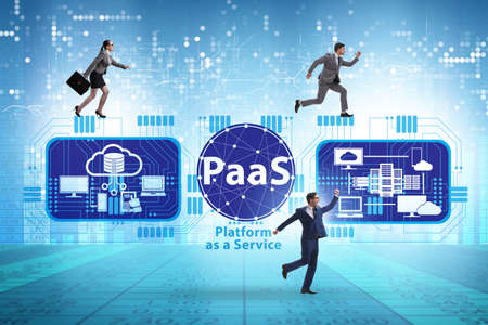 Platform as a service concept with businessmanの写真素材