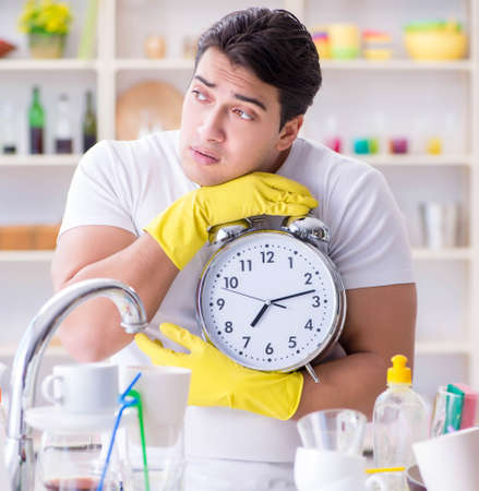 Man failing to meet the deadlines of housekeeping jobの写真素材